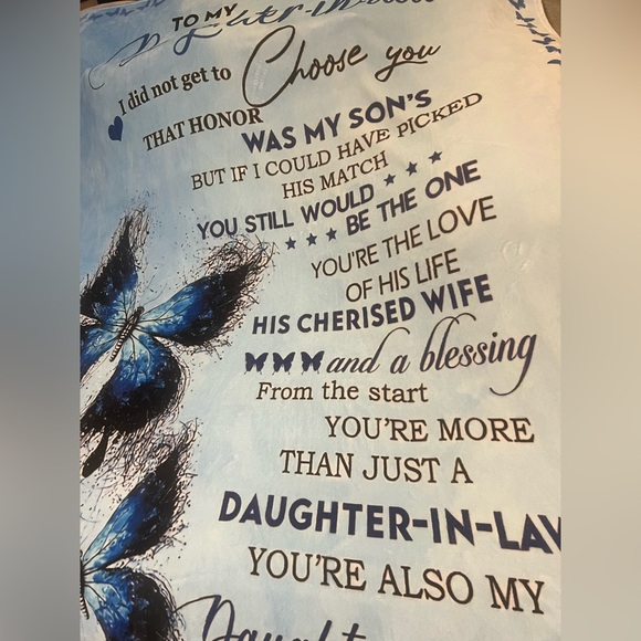 NEW “To My Daughter-in-law” Flannel Throw Blanket Large Size 80"x60" - Picture 12 of 16